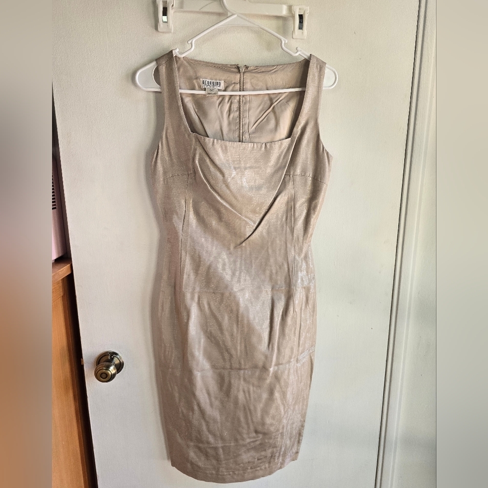 Georgiou Made In Cypress Vintage Elegent Champagne Gold Lined Dress Size 4